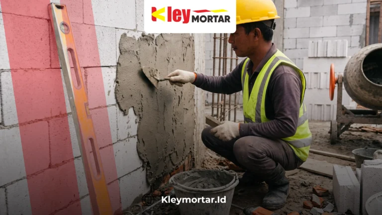 Mortar instan tidak menempel pada dinding saat proses aplikasi.